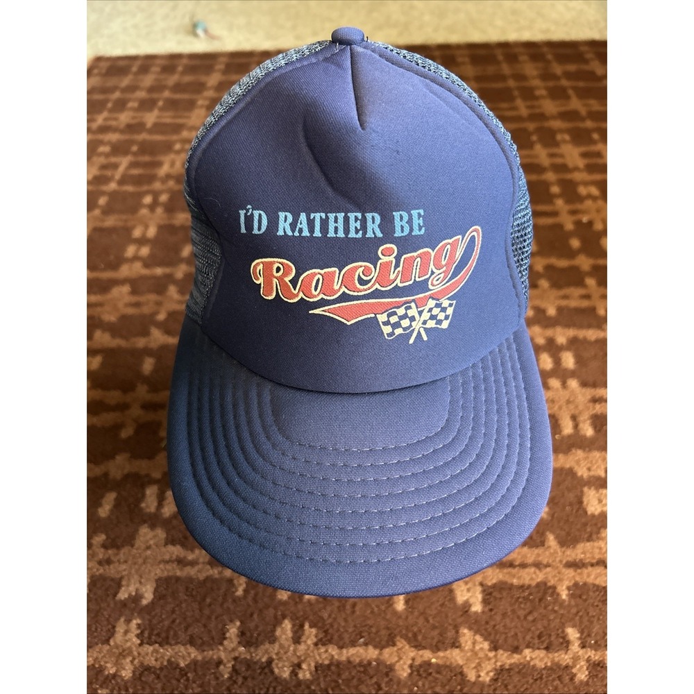 I'd Rather Be Racing Ball Cap Hat Black w Snapback. Great‎ Condition!